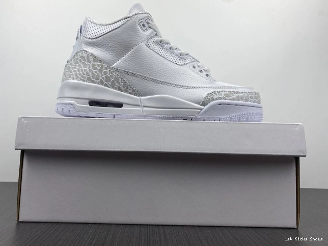 1st Kicks Shoes 3 Air 'Triple 429487-111 Jordan White' PS Retro 0820